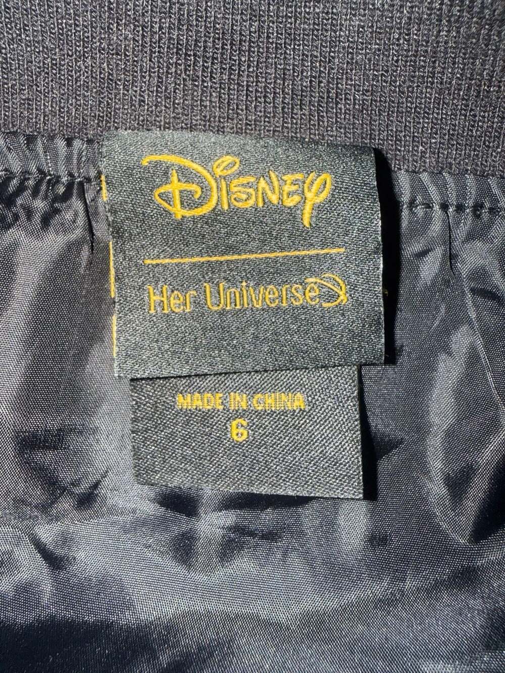 Disney Her Universe Ariel The Little Mermaid Black Satin Bomber Jacket Size 6 - Picture 5 of 9